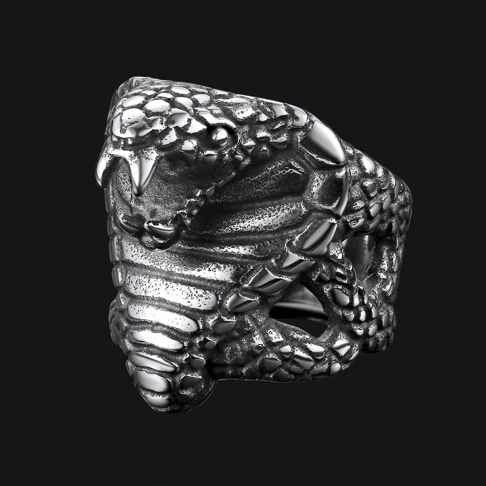 Gothic Huge Cobra Snake Ring Stainless Steel Ring for Men