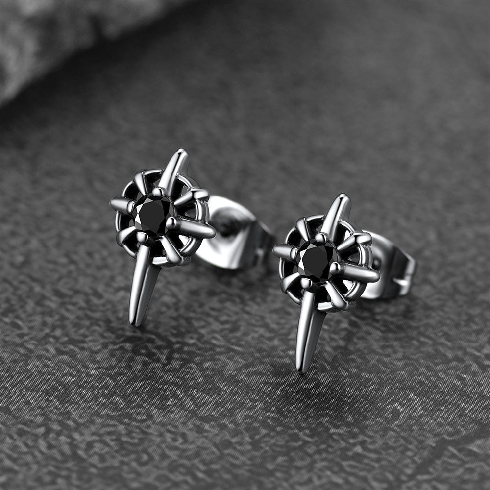 Celtic Ruby Stud Earrings for Men in Stainless Steel
