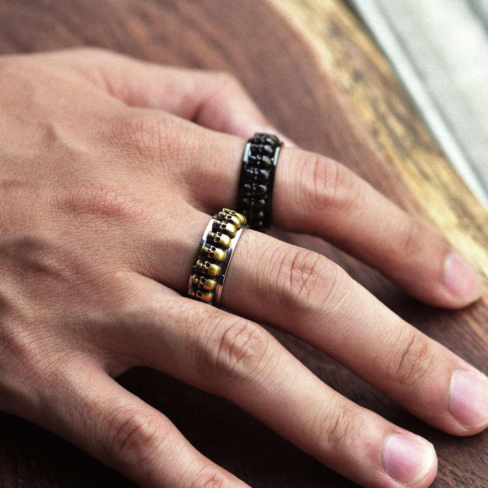 Gothic Skull Ring Anxiety Fidget Ring For Men