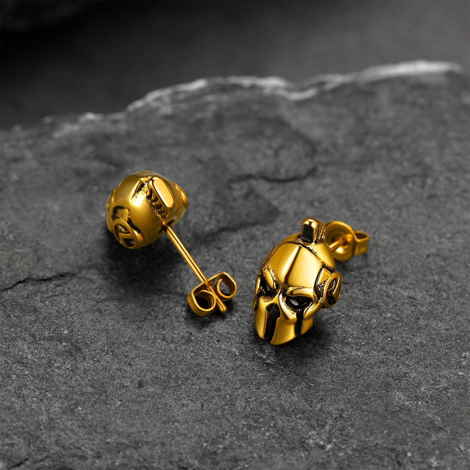 Ancient Greek Spartan Helmet Stud Earrings For Men