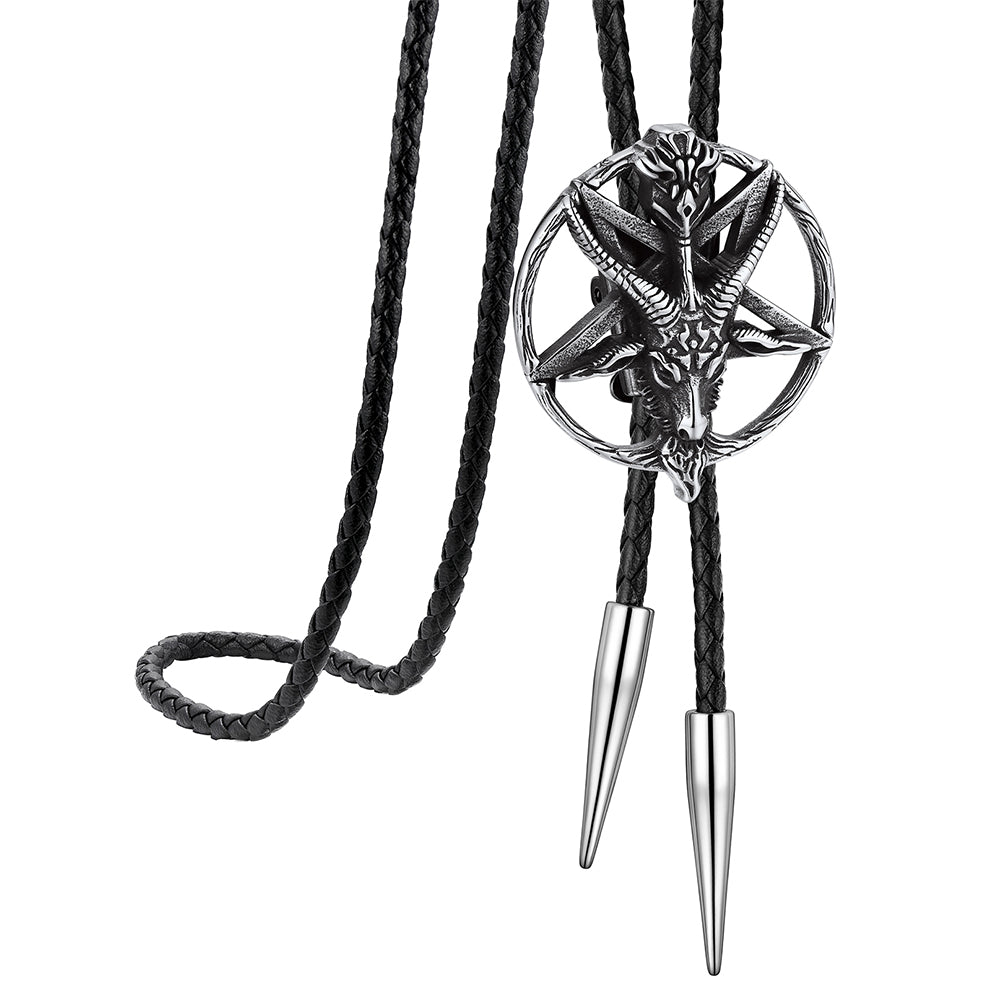 Baphomet Pentagram Goat Bolo Tie for Men and Women