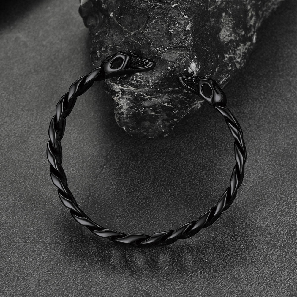 Halloween Gothic Skull Skeleton Head Cuban Chain Bracelet Cuff for Men