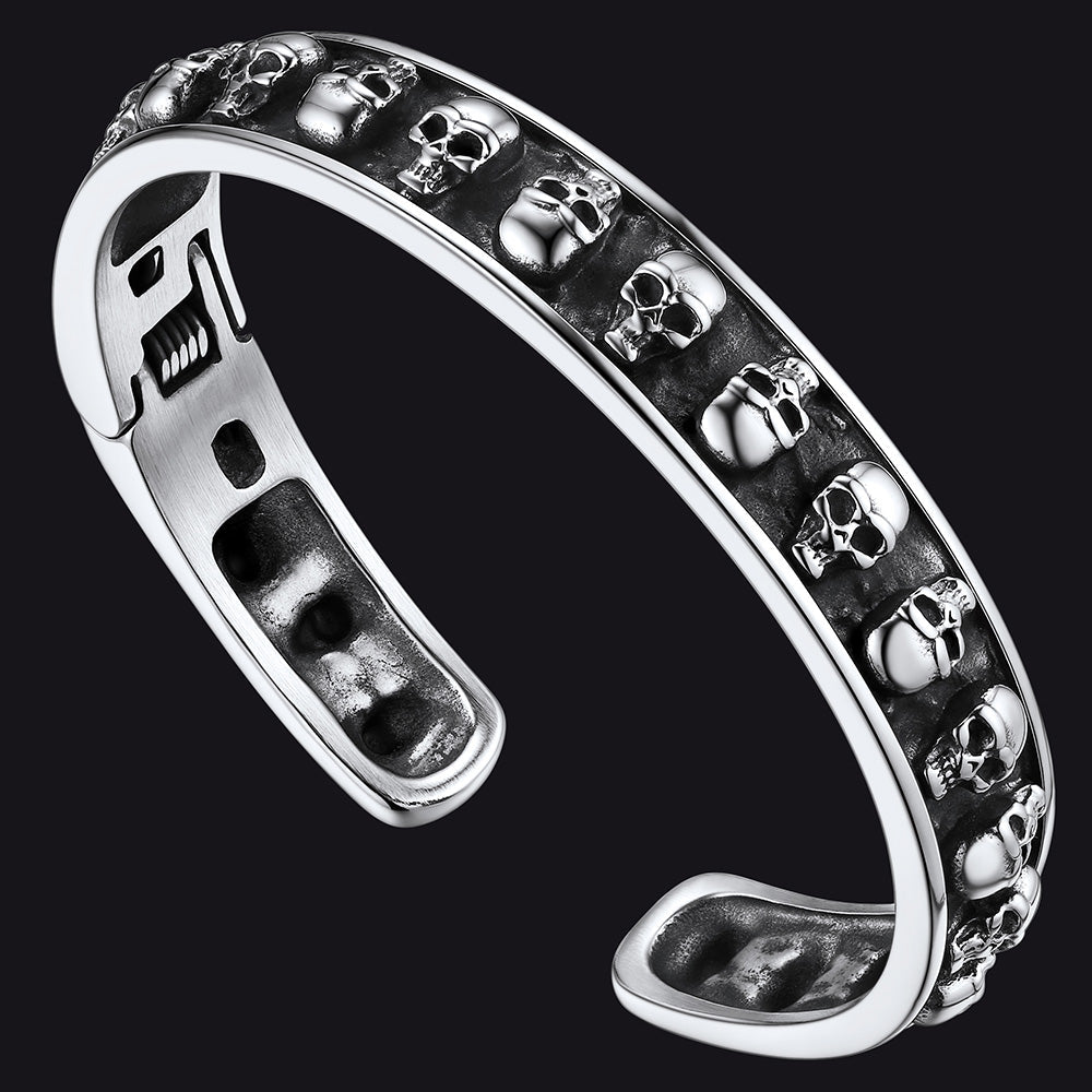 Skull Cuff Bracelet Gothic Punk Bangles for Men
