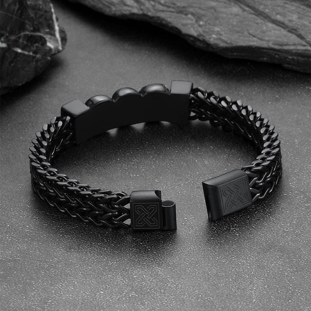 Halloween Gothic Skull Chain Bracelet For Men with Celtic Knot in Stainless Steel