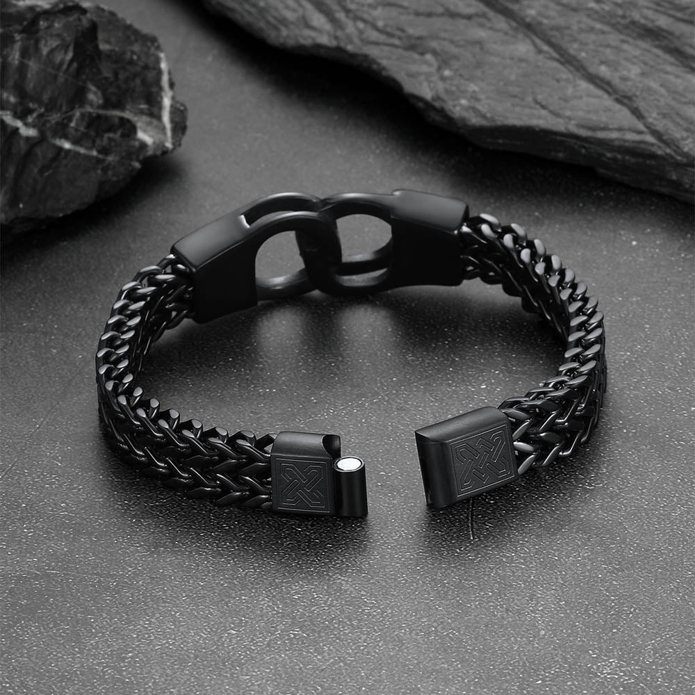 Handcuffs Chain Bracelet For Men with Celtic Knot in Stainless Steel