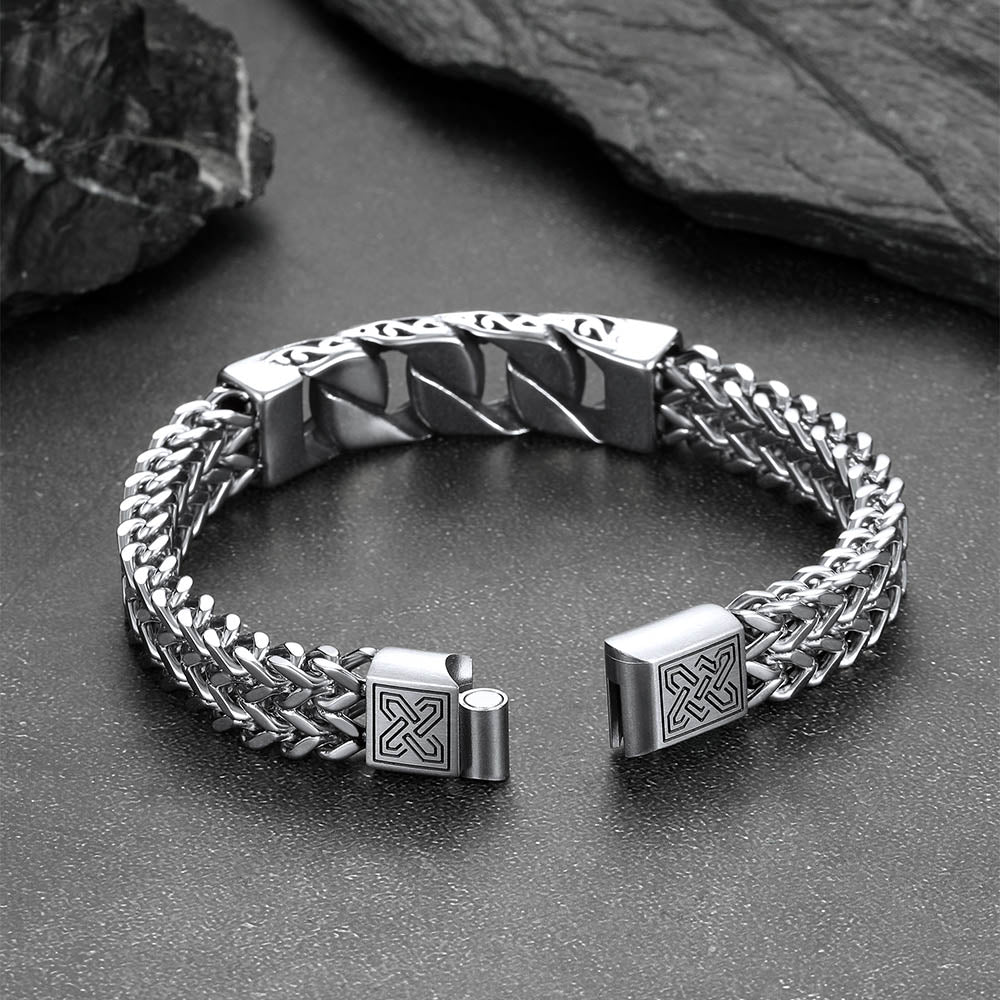 Heavy Celtic Knot Cuban Link Bracelet For Men in Stainless Steel