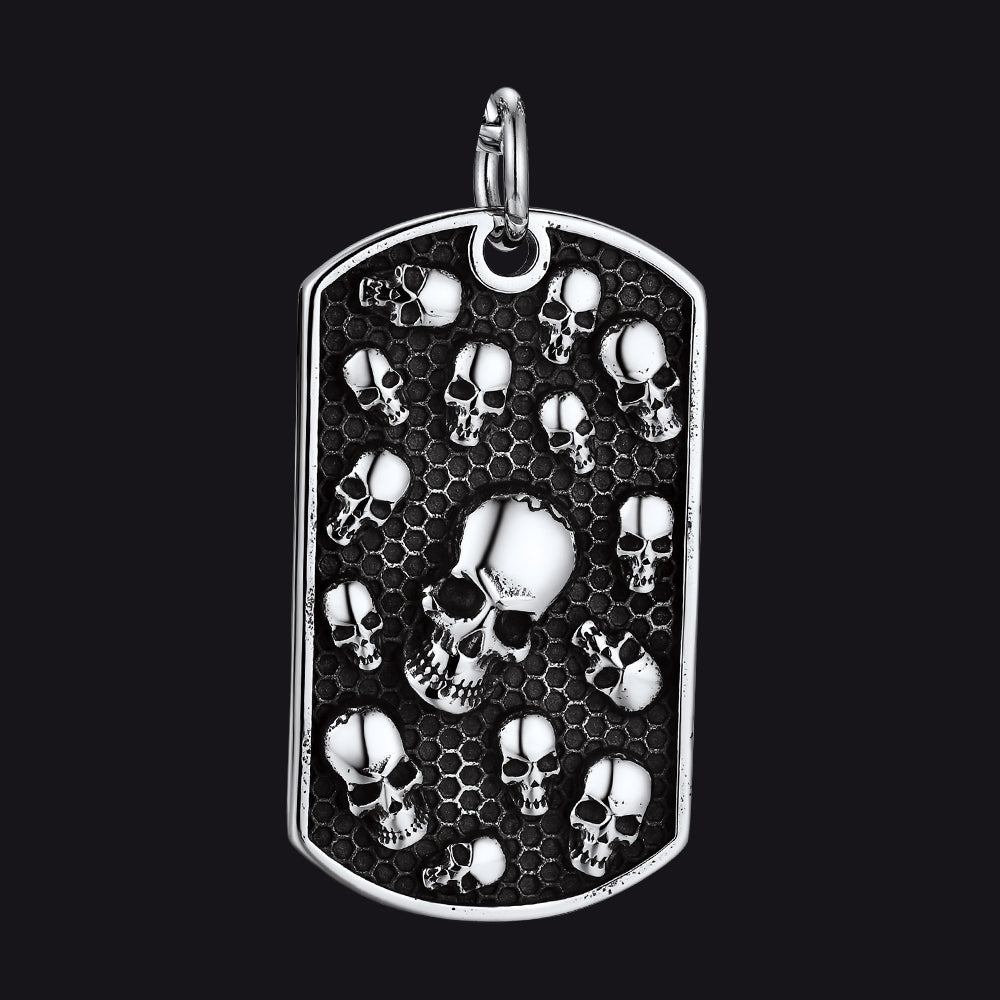 Multi Skull Dog Tag Pendant