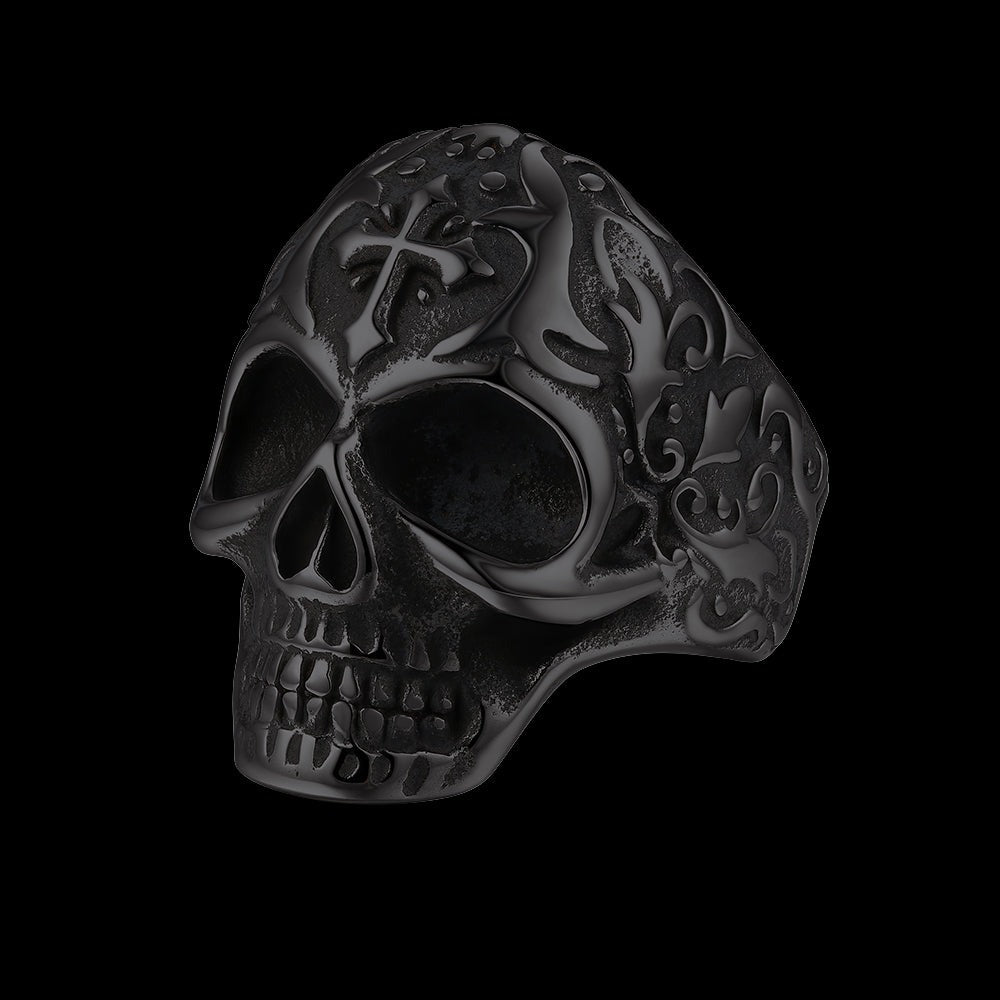 Gothic Skull Hollow Sugar Stainless Steel Ring for Men