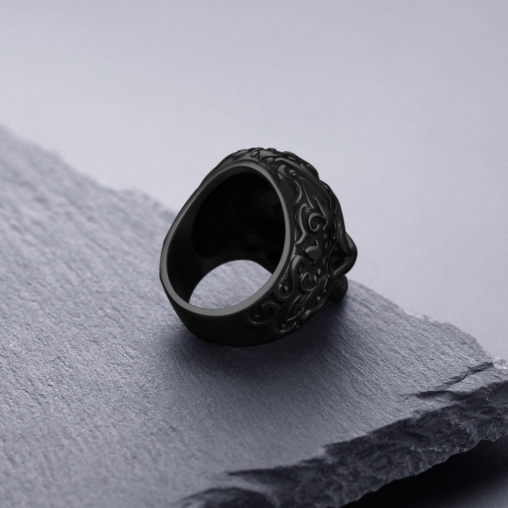 Gothic Punk Cross Sugar Skull Stainless Steel Ring for Men