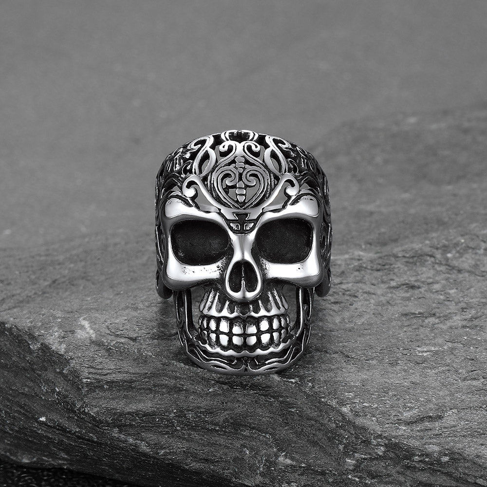 Gothic Skull Hollow Sugar Stainless Steel Ring for Men