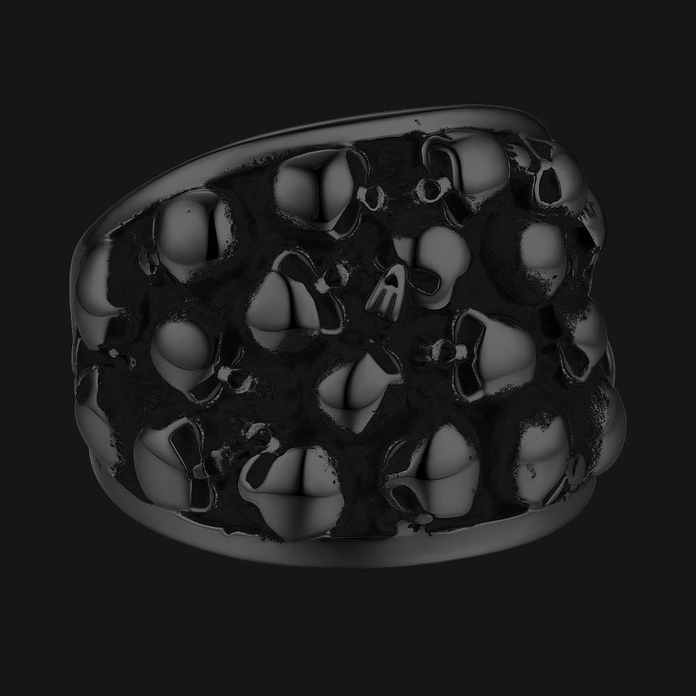 Gothic Skeleton Multi Skull Stainless Steel Band Ring For Men