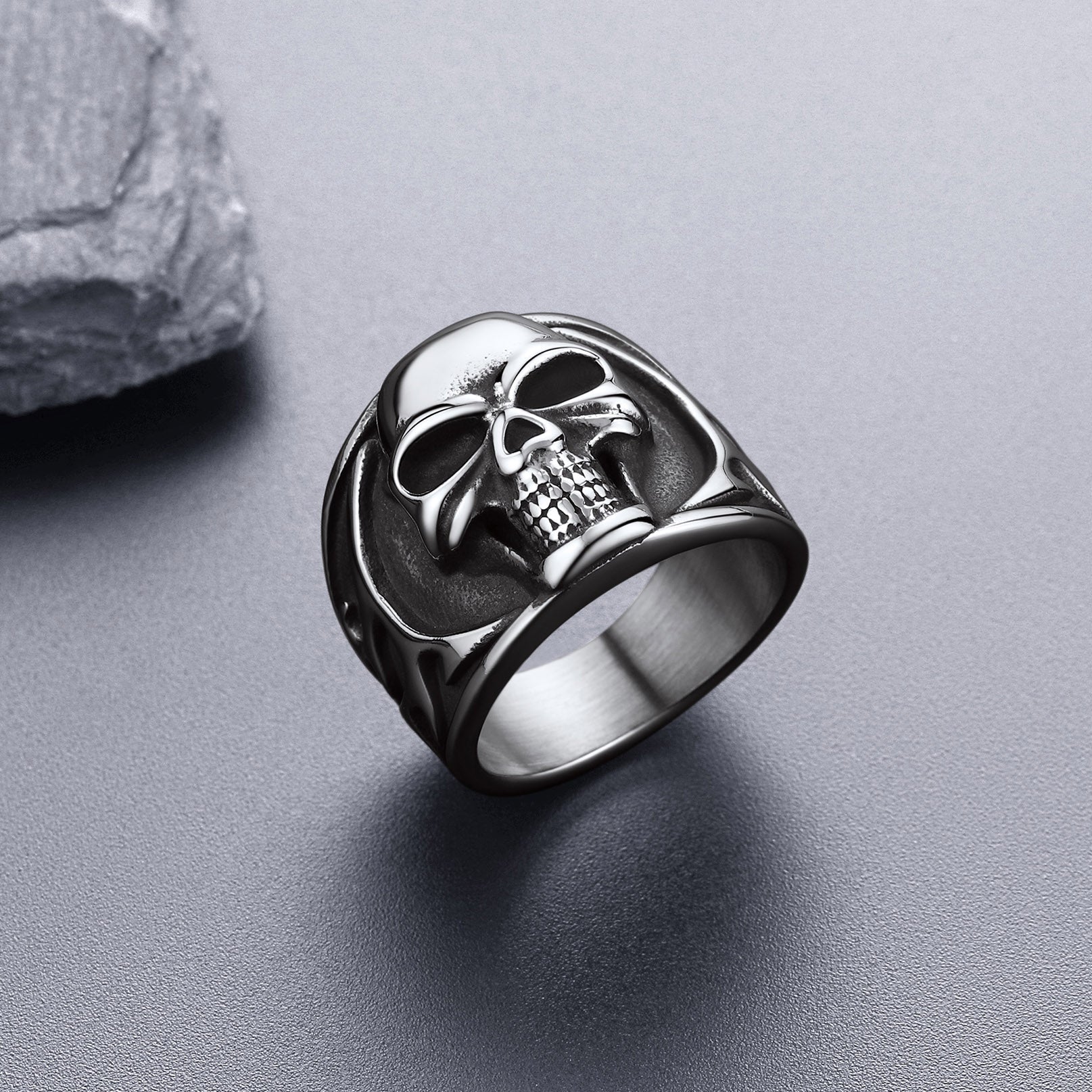 Gothic Frame Skull Ring Stainless Steel Ring for Men
