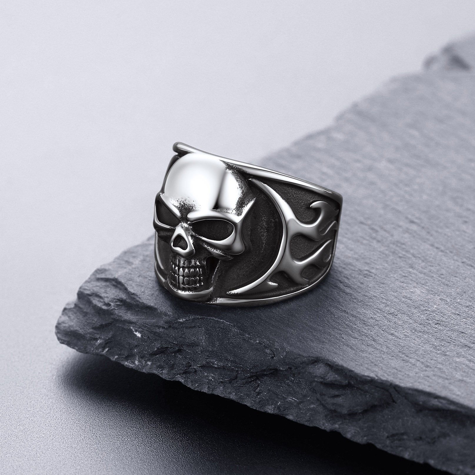 Gothic Frame Skull Ring Stainless Steel Ring for Men