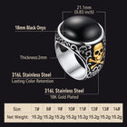 Black Onyx Skull Signet Ring & Graffiti Joker Star Earring Jewelry Set For Men 8