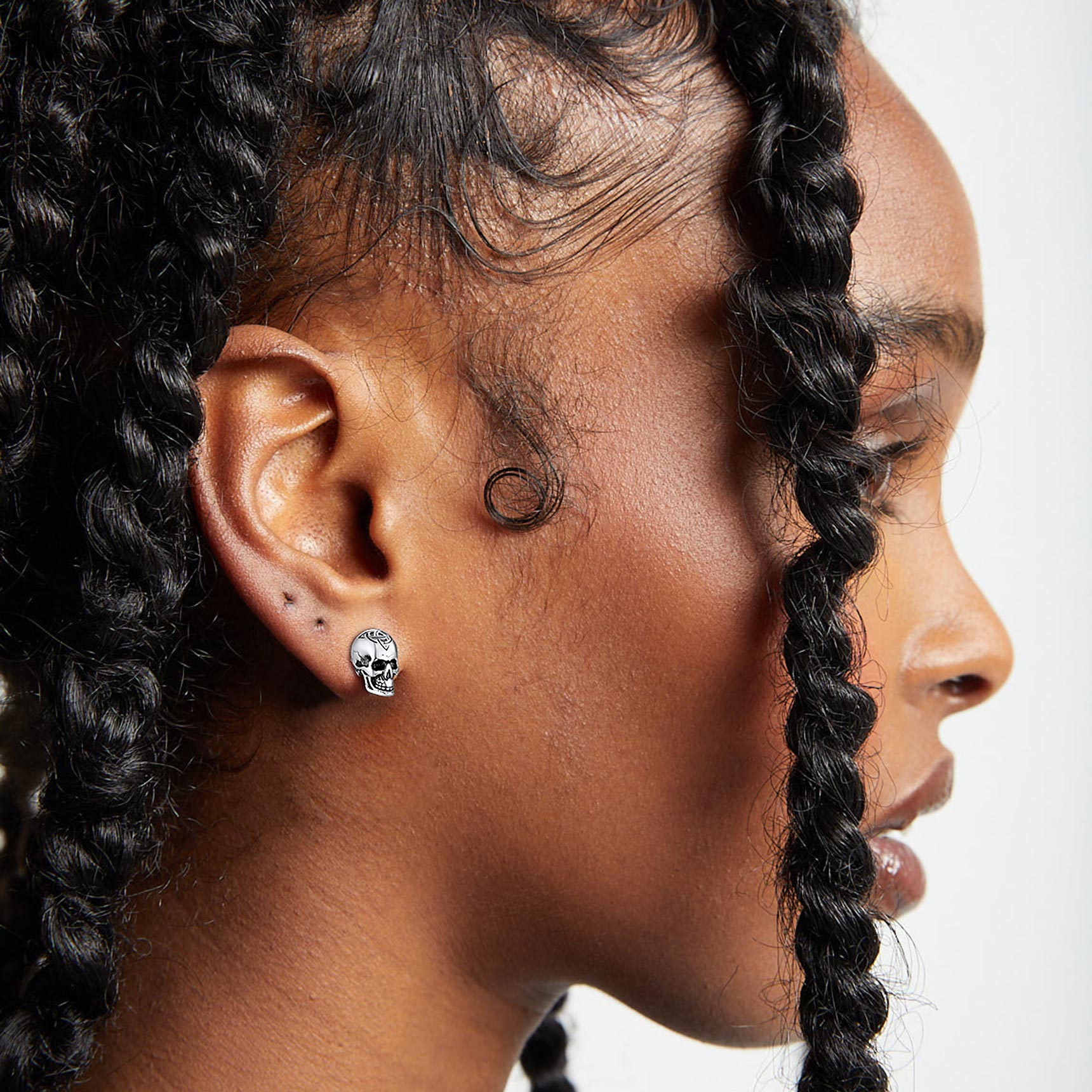 Celtic Triquetra Skull Stud Earrings For Men Women