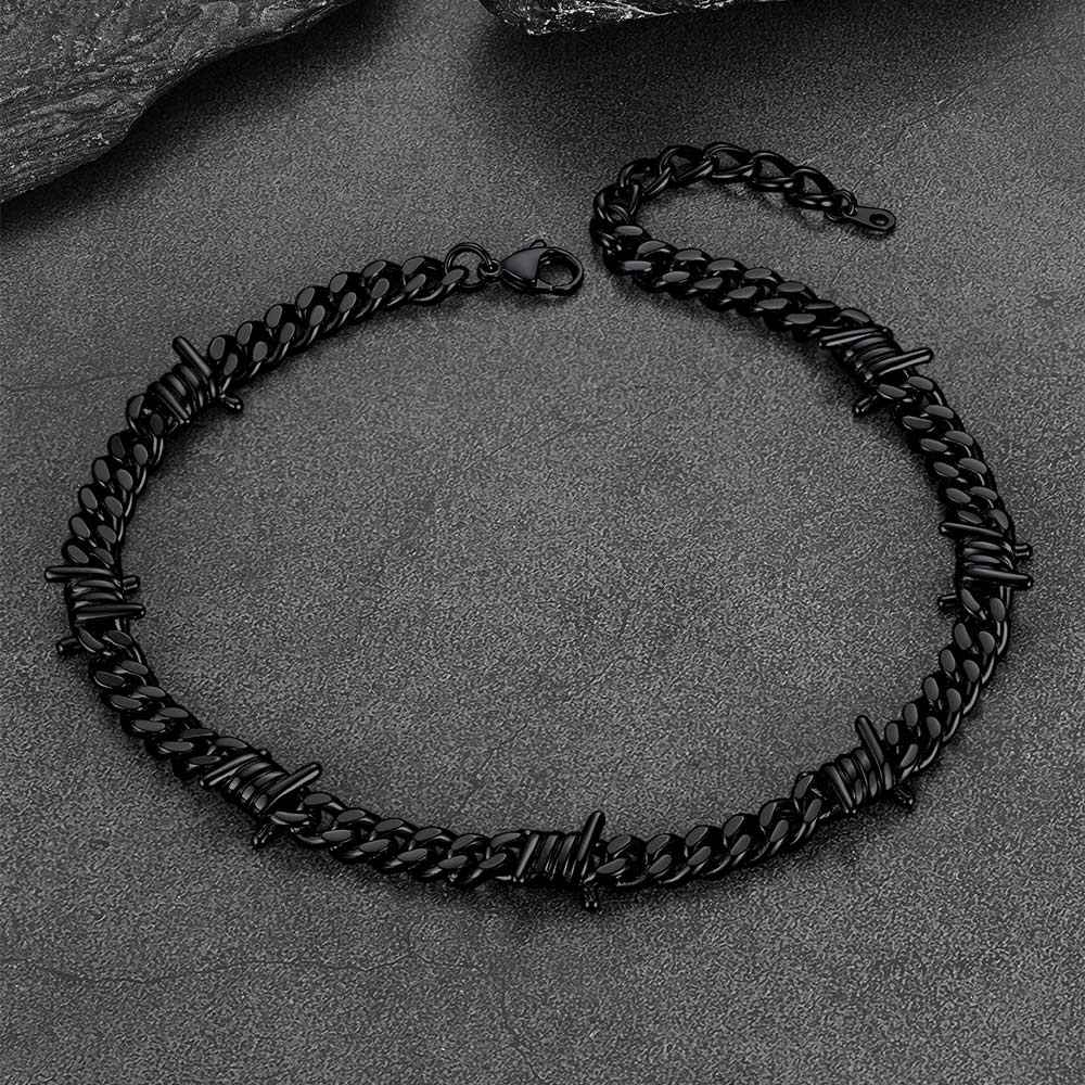 To My Men Barbed Wire Cuban Chain Choker Necklace Gift for Him
