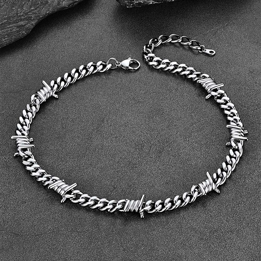 To My Men Barbed Wire Cuban Chain Choker Necklace Gift for Him
