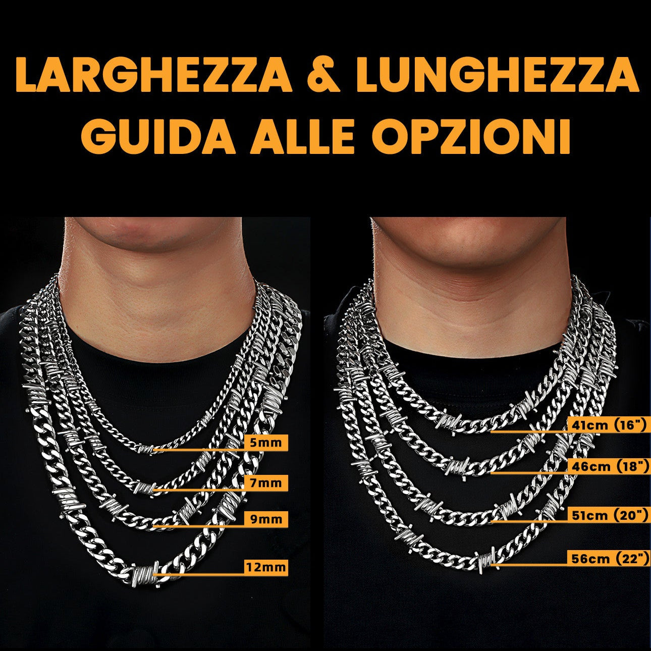 Barbed Wire Cuban Link Chain Choker Necklace for Men Women