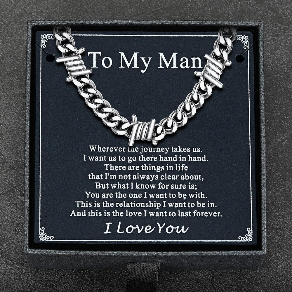 To My Men Barbed Wire Cuban Chain Choker Necklace Gift for Him