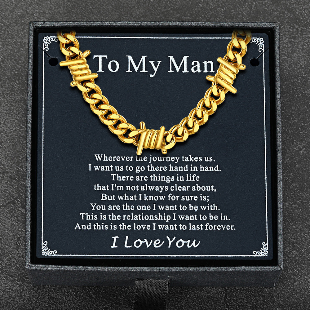 To My Men Barbed Wire Cuban Chain Choker Necklace Gift for Him
