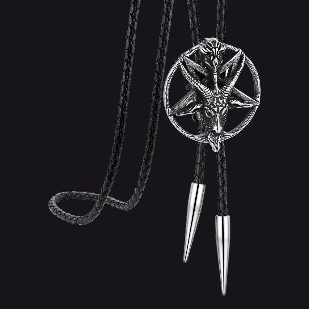 Baphomet Pentagram Goat Bolo Tie for Men and Women