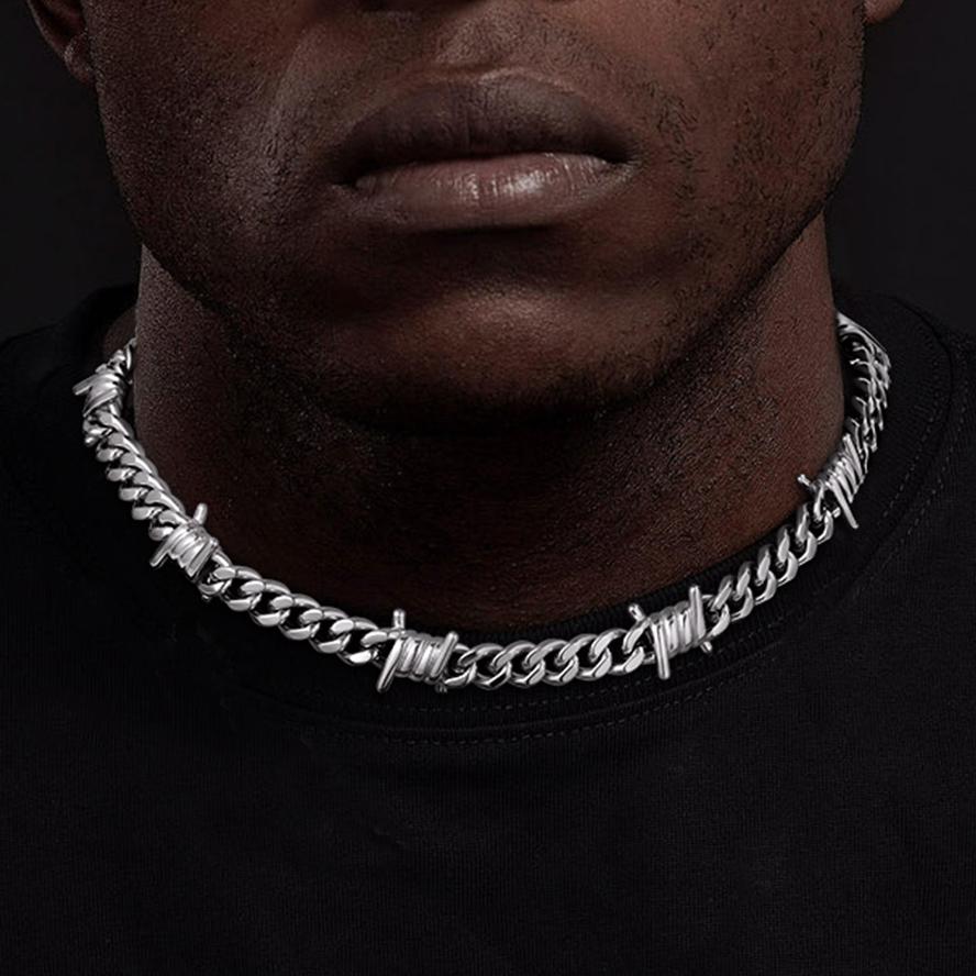 To My Men Barbed Wire Cuban Chain Choker Necklace Gift for Him