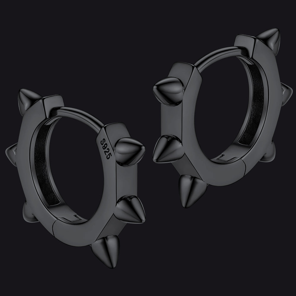 Sterling Silver Basic Rivet Hoop Earrings For Men Women