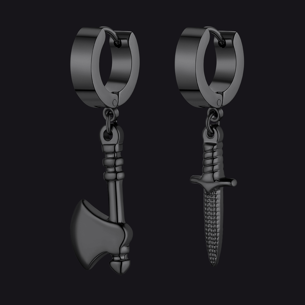 Punk Battle Axe Dagger Dangle Hoop Earring For Men