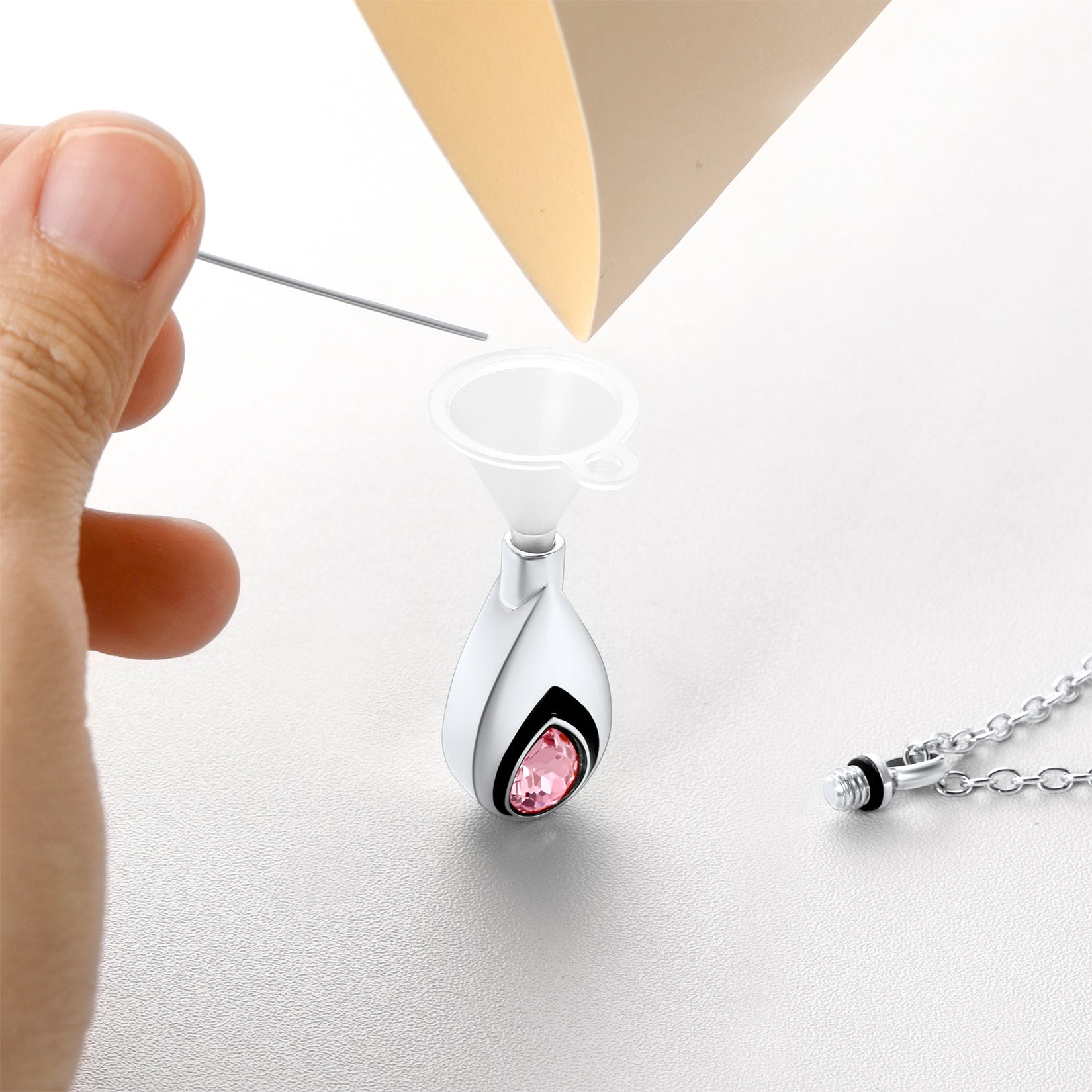 Custom Cremation Tear Drop Birthstone Urn Ashes Necklace for Women