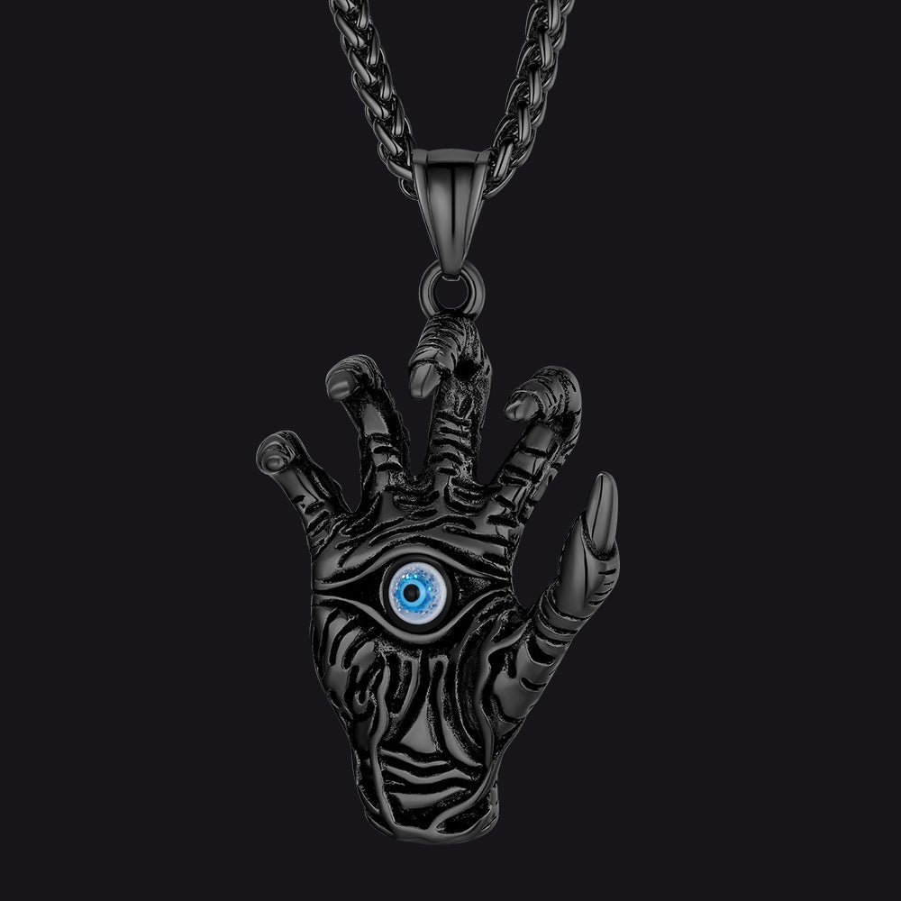 Dragon Claw Blue Evil Eye Pendant Necklace for Men