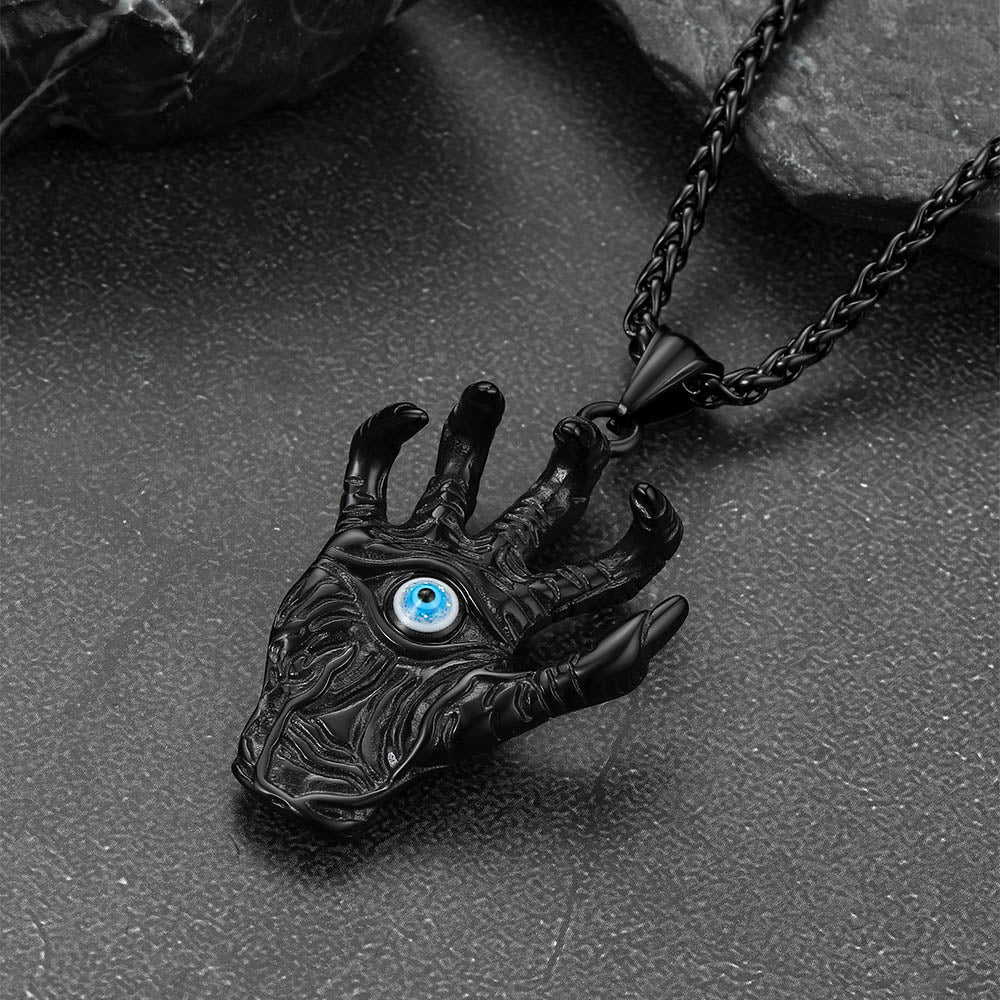 Dragon Claw Blue Evil Eye Pendant Necklace for Men
