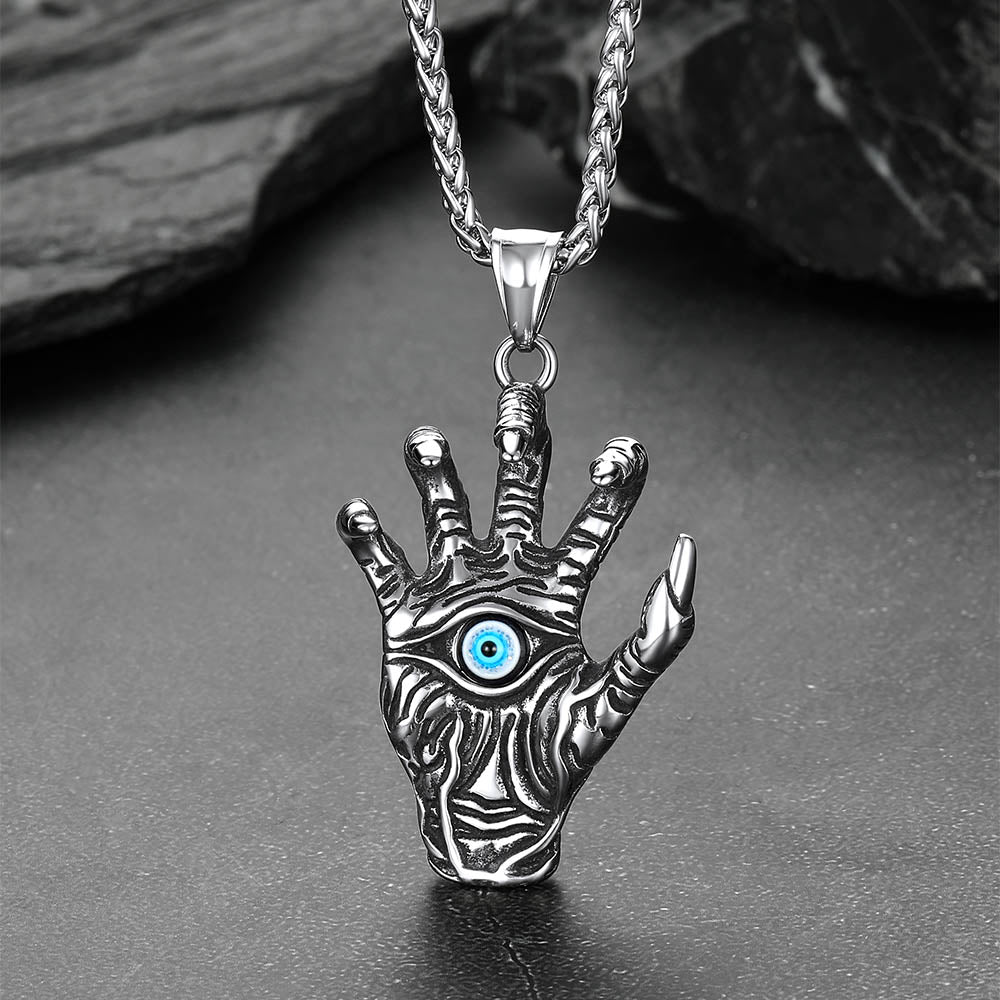 Dragon Claw Blue Evil Eye Pendant Necklace for Men