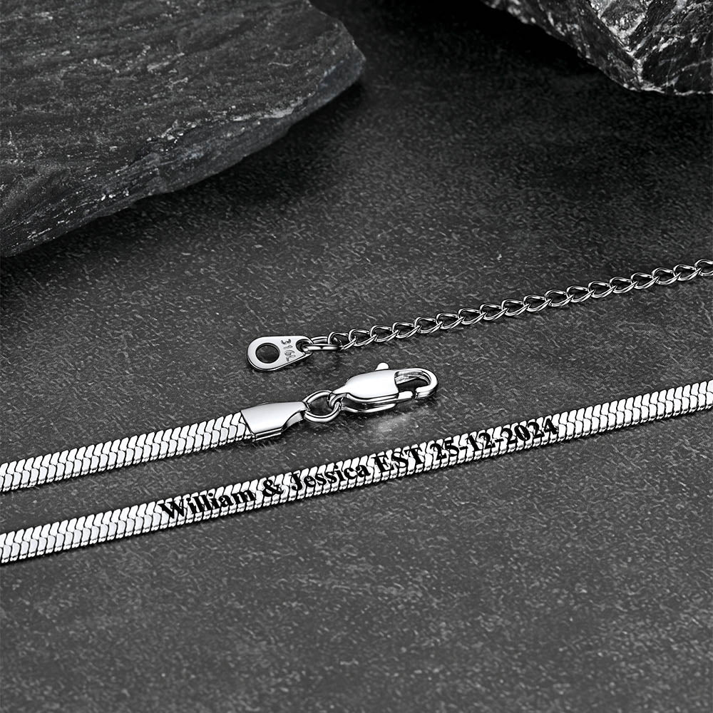 Customized Engraved Herringbone Snake Chain Choker Necklace for Women Men