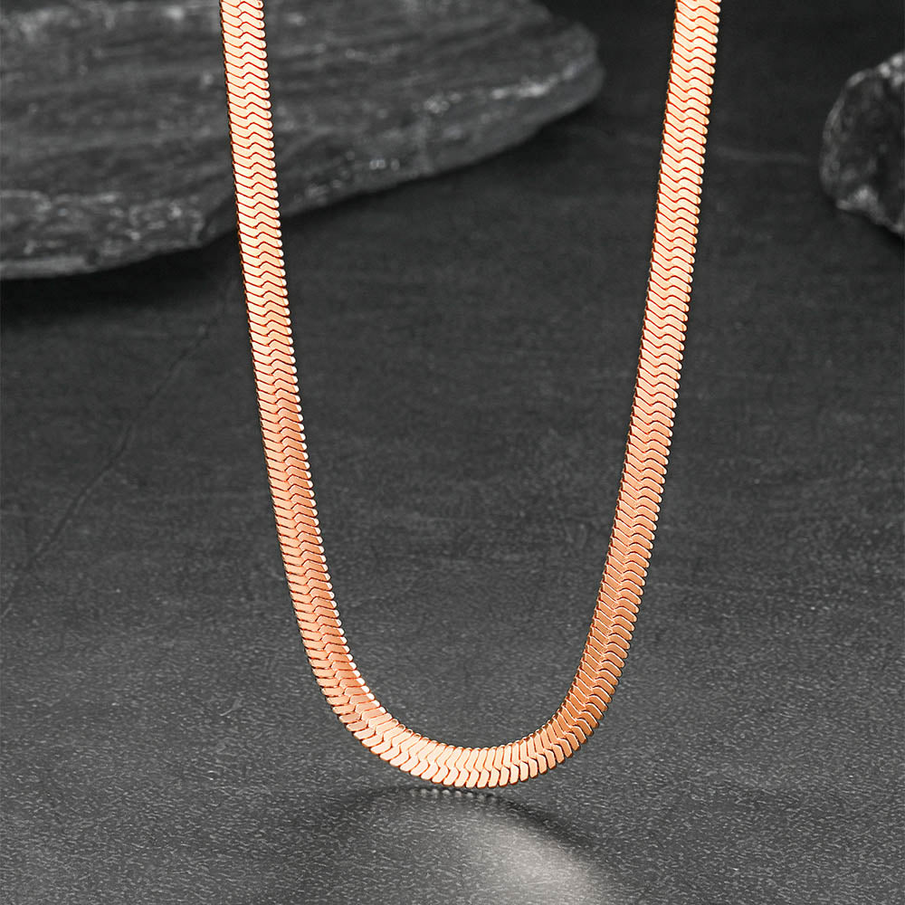Customized Engraved Herringbone Snake Chain Choker Necklace for Women Men