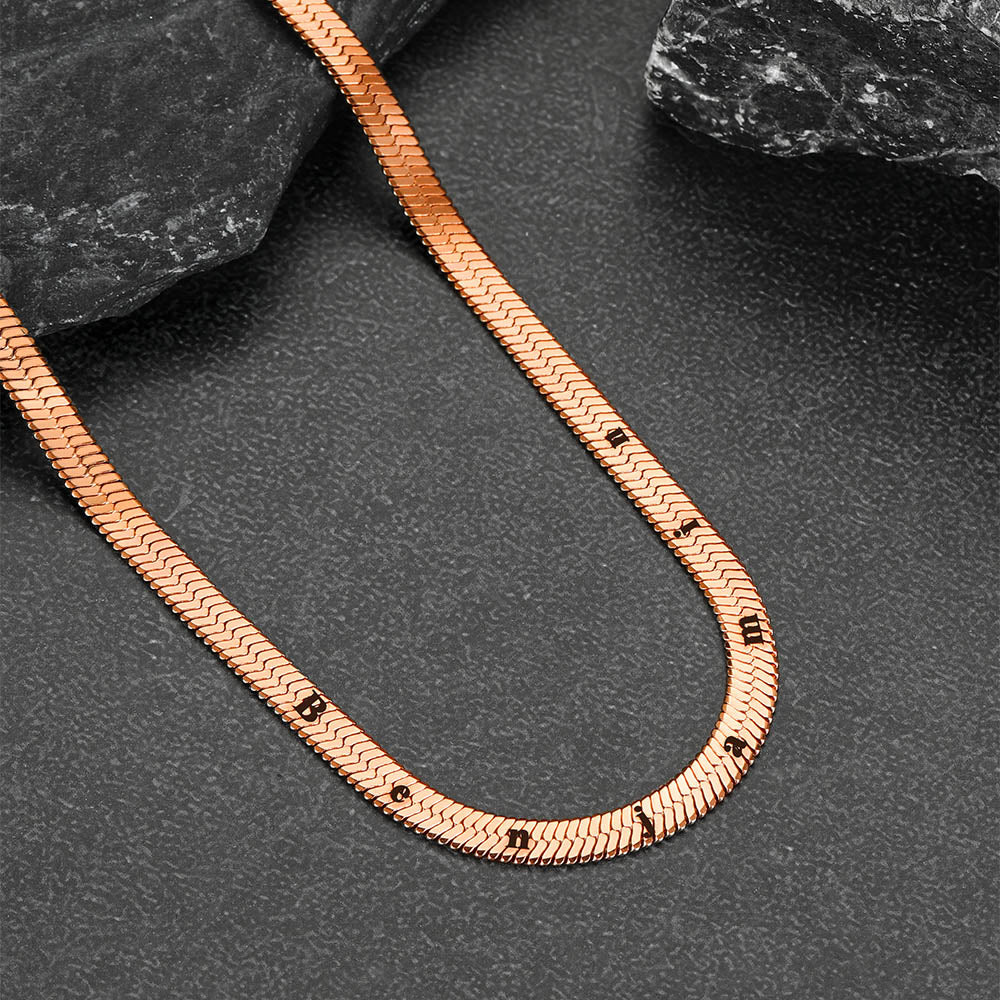 Customized Engraved Herringbone Snake Chain Choker Necklace for Women Men