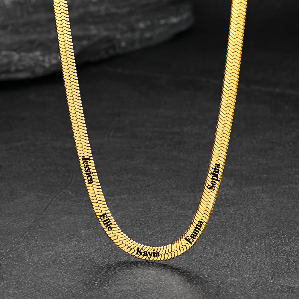 Customized Engraved Name Snake Chain Choker Necklace for Women and Men