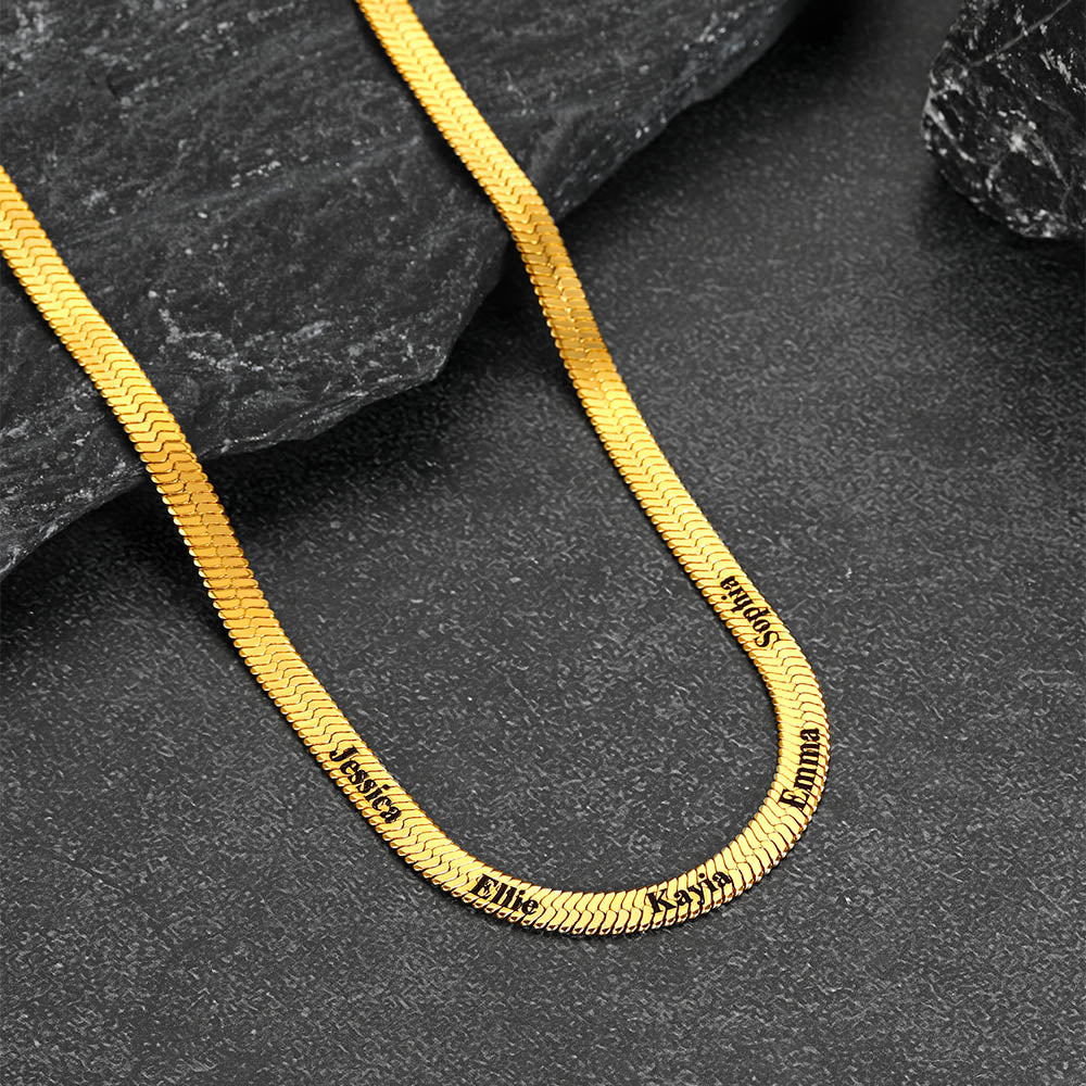 Customized Engraved Name Snake Chain Choker Necklace for Women and Men