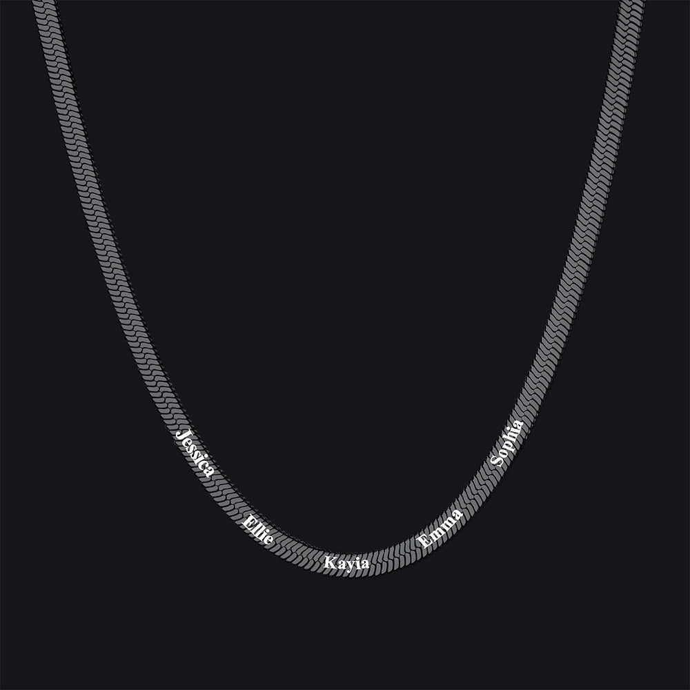 Customized Engraved Name Snake Chain Choker Necklace for Women and Men