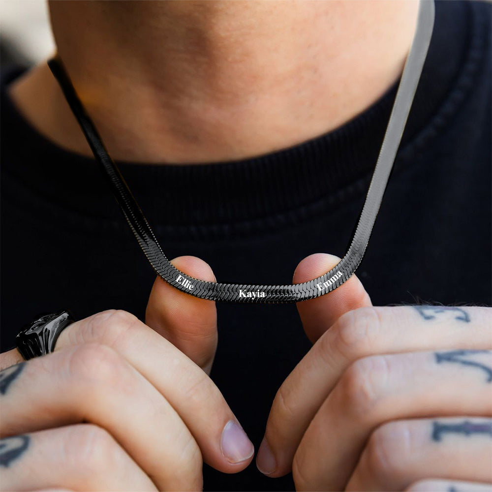 Customized Engraved Name Snake Chain Choker Necklace for Women and Men