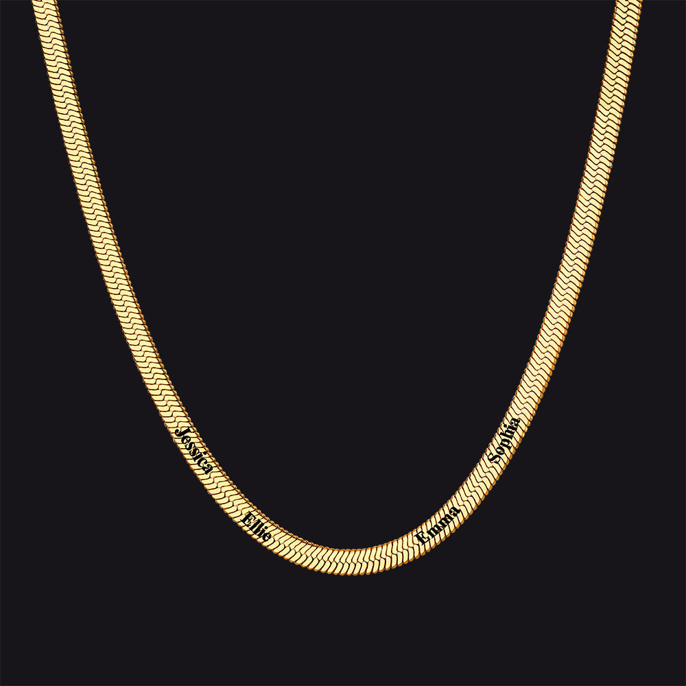 Customized Engraved Name Snake Chain Choker Necklace for Women and Men
