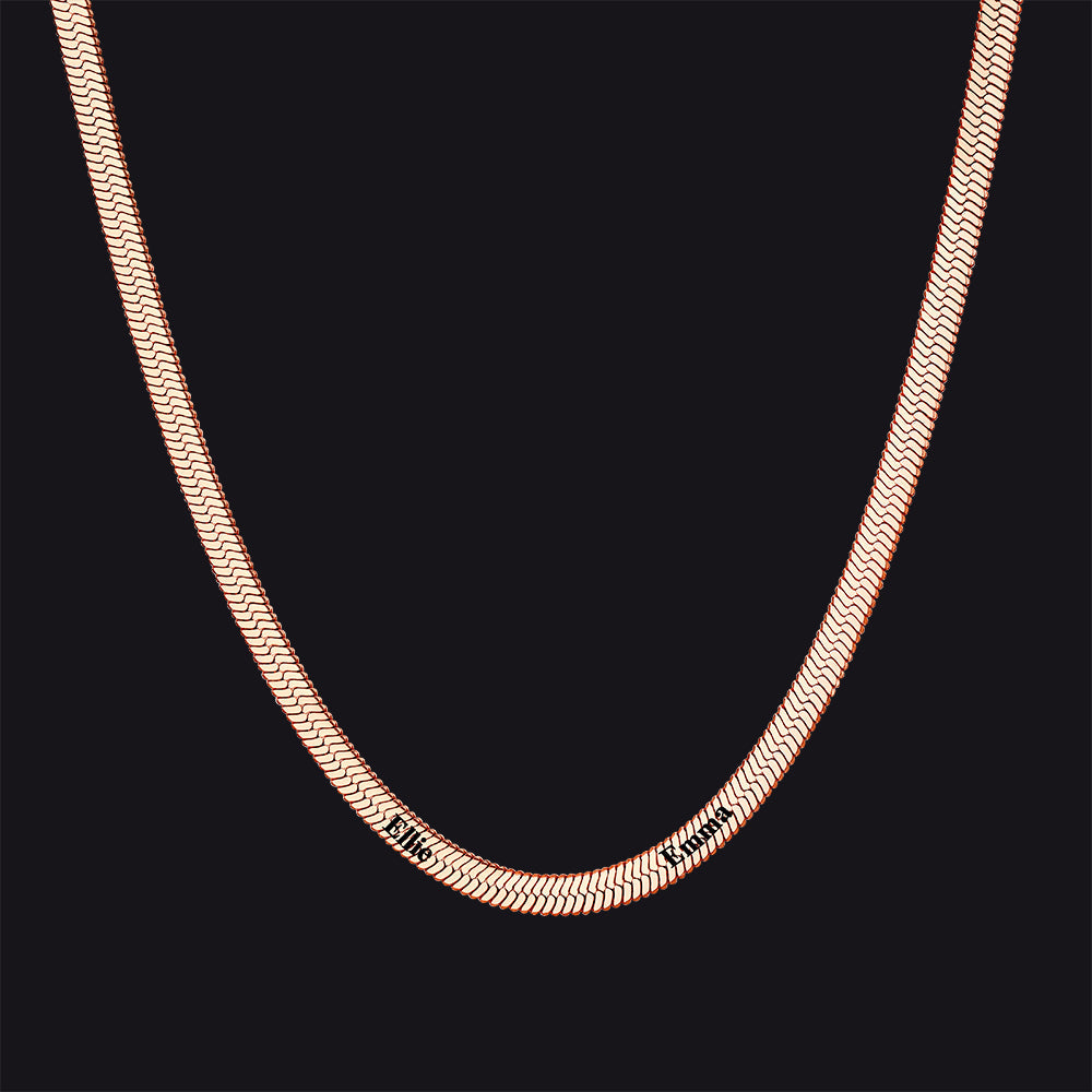 Customized Engraved Name Snake Chain Choker Necklace for Women and Men