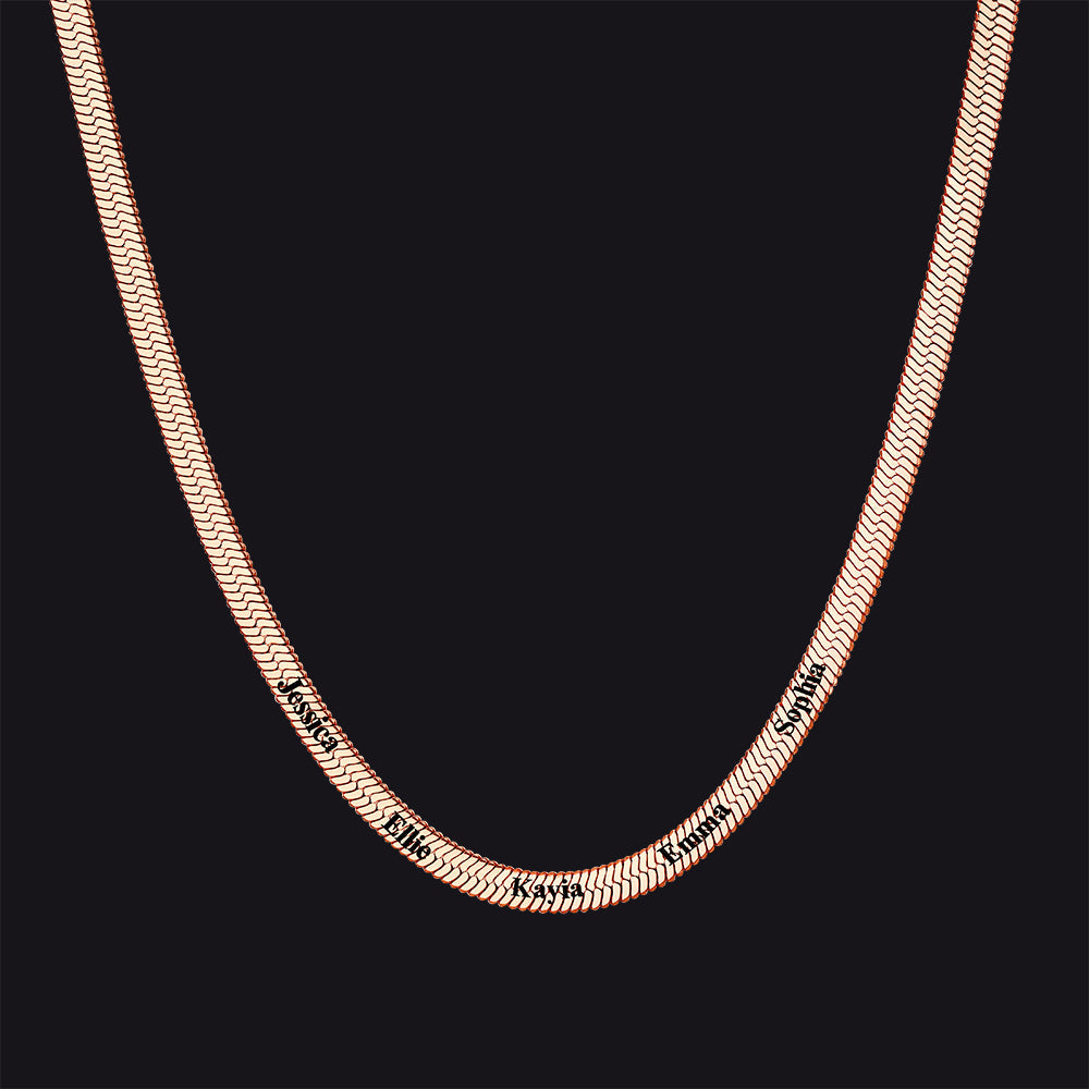 Customized Engraved Name Snake Chain Choker Necklace for Women and Men