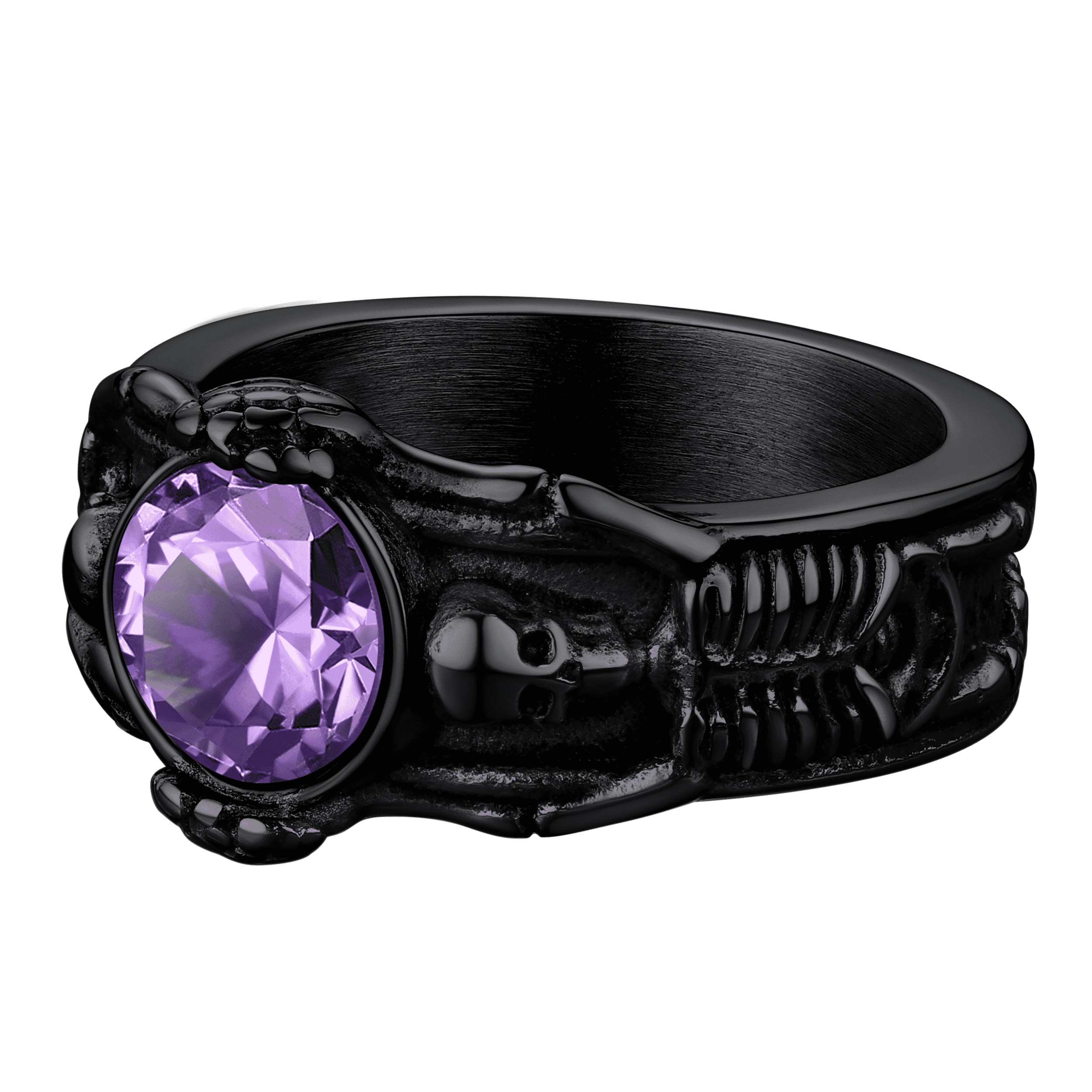 Gothic Gemstone Skull Ring Birthstone Signet Ring For Men