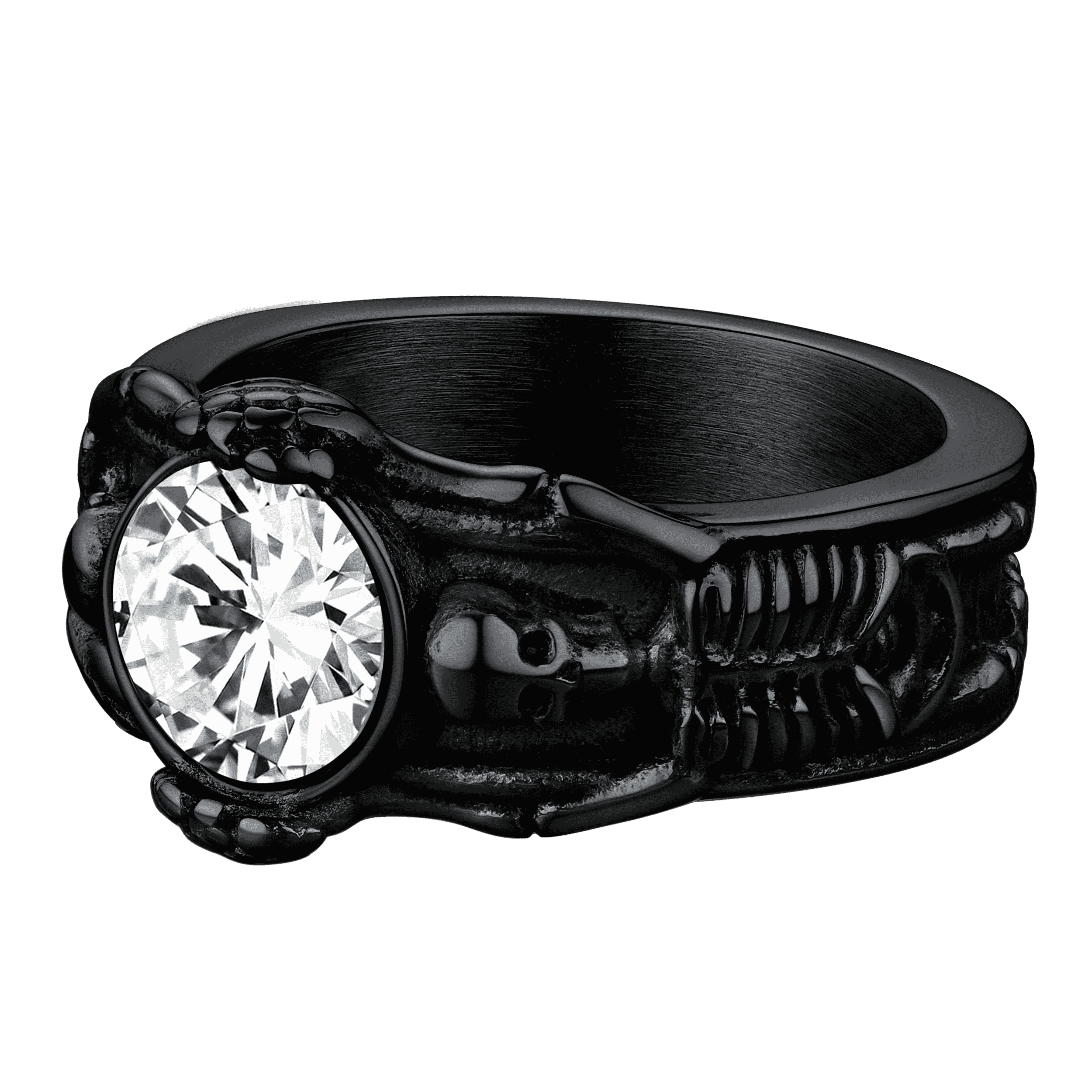 Gothic Gemstone Skull Ring Birthstone Signet Ring For Men
