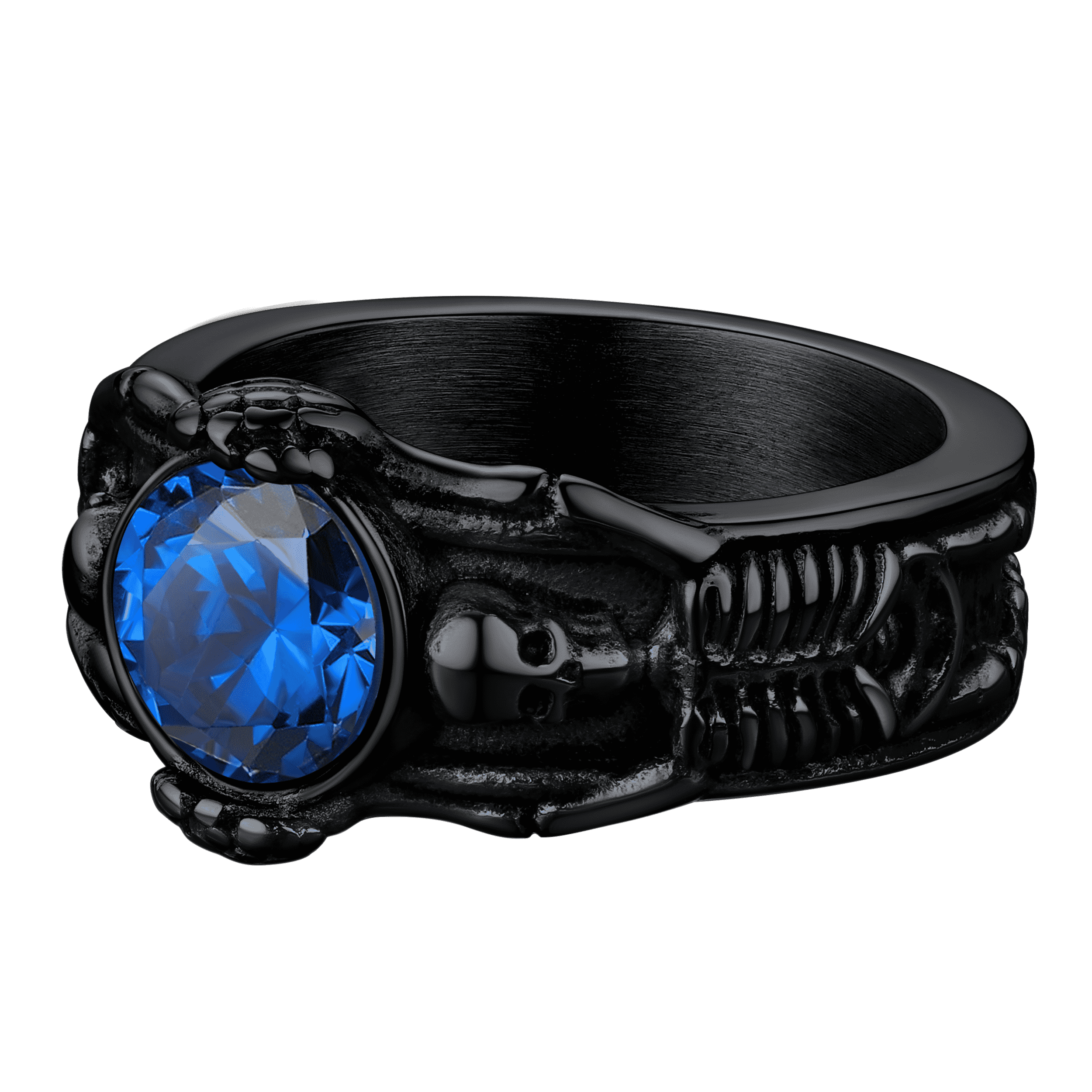 Gothic Gemstone Skull Ring Birthstone Signet Ring For Men
