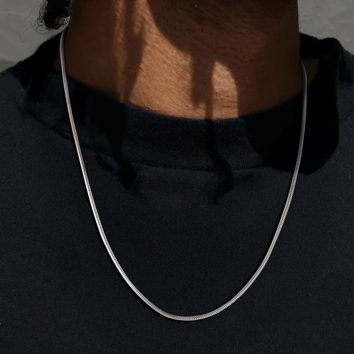 2mm Thin Snake Chain Stainless Steel Necklace for Men