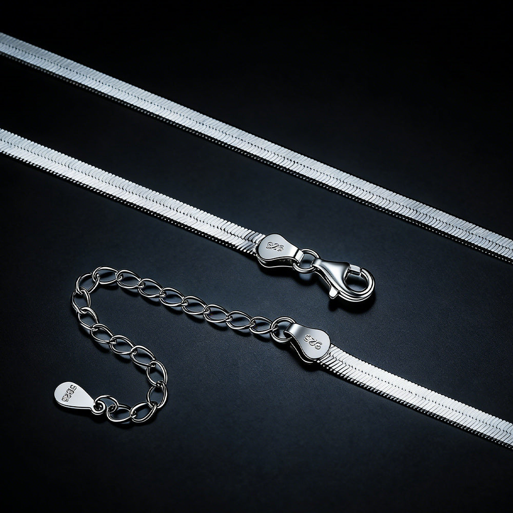 Sterling Silver 3mm Snake Chain Choker Necklace for Men and Women