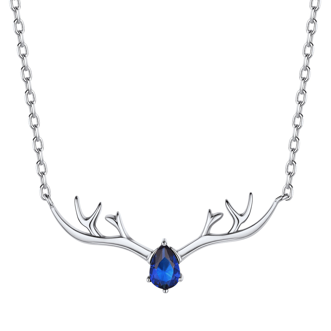 925 Sterling Silver Birthstone Deer Antler Necklace for Women