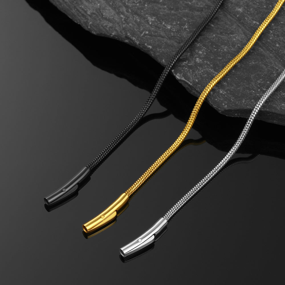 2mm Thin Snake Chain Stainless Steel Necklace for Men