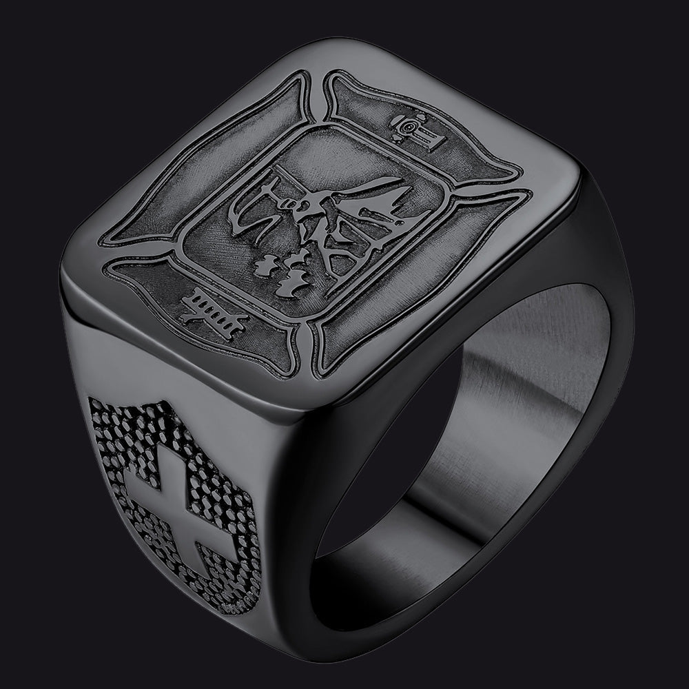 Gothic Society Saint Michael Catholic Protector Stainless Steel Ring